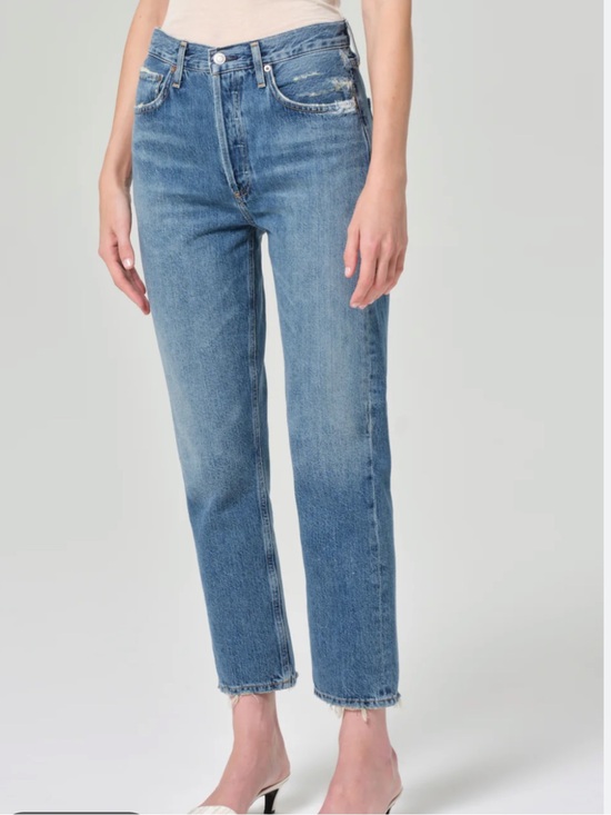 Agolde Denim - AGOLDE Riley button fly medium wash jeans sz 27 straight crop high rise